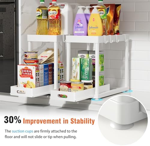 2 Pack Pull-Out Storage Organizers, Under Sink Organizer and Storage for Bathroom & Kitchen,Multi-Purpose Under Cabinet Organizers and storage Black - Image 3