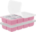 2 Pack Silicone 2 Inch Large Ice Cube Molds for Cocktails Wine Fruit and Bourbon Whiskey Easy Release Ice Cube Tray with Lid Ideal for Cold Drinks and Entertaining Gatherings (Strawberry Pink)