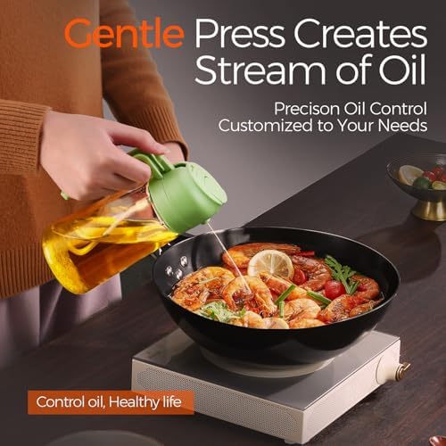 YARRAMATE 16oz/470ml Glass Olive Oil Sprayer for Cooking with Stickers, 2 in 1 Oil Dispenser for Kitchen Gadgets, Food Grade Premium Spray Bottle with Portion Control for Salad, Frying, BBQ (Green) - Image 4