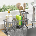 Cisily Sink Caddy Organzier with High Brush Holder, Sponge Holder for Sink, 304 Rustproof Stainless, Kitchen Countertop Soap Dispenser Organizer, Gray Kitchen Decor and Accessories by CISILYHOMELIFE