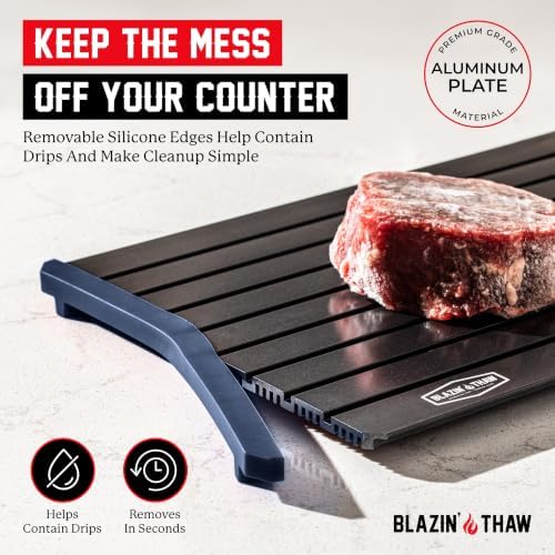 BLAZIN' THAW Defrosting Tray for Frozen Meat | 16" Family-Size | Aluminium Plate for Thawing Frozen Food | Natural Thawing Process | No Microwaves, No Cold/Warm Water Required | - Image 3