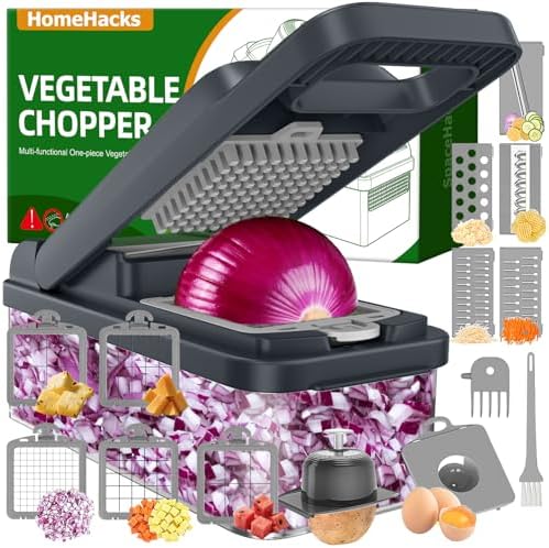 HomeHacks Veggie Chopper Vegetable Cutter, 15 in 1 Kitchen Gadget, Grey by HomeHacks