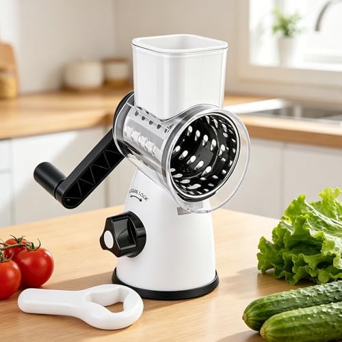 SUSTEAS Rotary Cheese Grater, Cheese Shredder with 3 Interchangeable Blades - Image 2