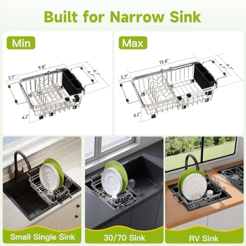 JASIWAY Mini Over the Sink Dish Drying Rack for Compact Apartment, RV - Image 2