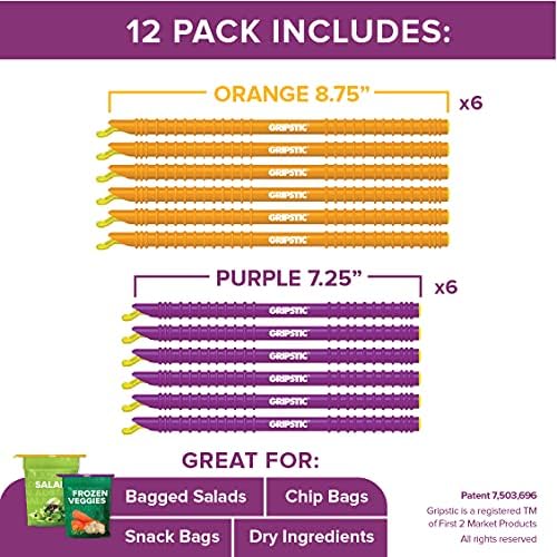 GripStic Bag Sealer – 12-Pack Medium Reusable Bag Clips, Original Airtight & Waterproof Seal for Food Storage, Chips & Kids Snacks - Image 2