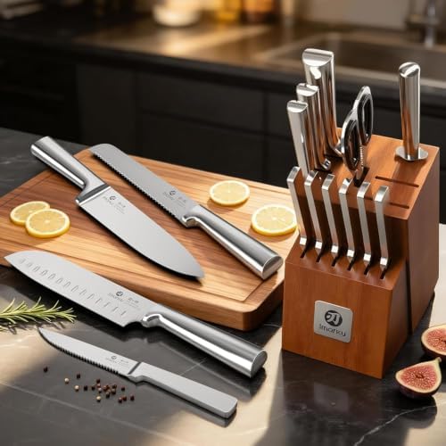 imarku 15-Piece Knife Block Set Built-in Sharpener, Santoku for kitchen - Image 4
