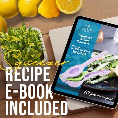 Zulay Kitchen Metal 2-in-1 Lemon Squeezer - Sturdy Max Extraction Hand Juicer Lemon Squeezer Gets Every Last Drop - Easy to Clean Manual Citrus Juicer - Easy-Use Lemon Juicer Squeezer - Purple/Lime - Image 6