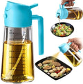 TrendPlain 16oz/470ml Glass Olive Oil Sprayer for Cooking – 2 in 1 Olive Oil Dispenser Bottle for Kitchen Gadgets and Air Fryer Accessories, Salad, BBQ - Sky Blue by TrendPlain