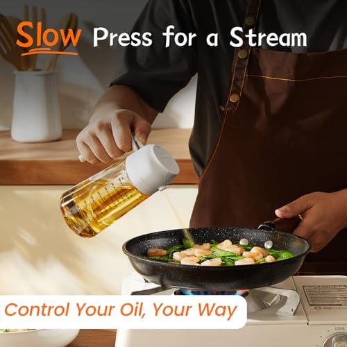 TrendPlain 16oz/470ml Glass Olive Oil Sprayer for Cooking – 2 in 1 Olive Oil Dispenser Bottle for Kitchen Gadgets and Air Fryer Accessories, Salad, BBQ - White - Image 3