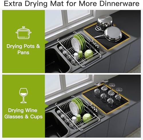 JASIWAY in Sink Dish Drying Rack with Mat, Cups and Utensil Holder - Image 3