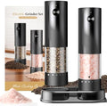 Electric Salt and Pepper Grinder Set - Rechargeable Automatic Salt and Pepper Shakers, Kitchen Appliances with External Adjustable Coarseness, Larger Hopper for Cooking, Home Gifts(2 Pack,Black/Black) by Unknown