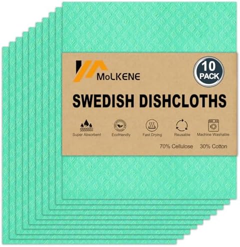 MoLKENE Swedish Dishcloths for Kitchen, 10 Pack Reusable Paper Towels by MoLKENE