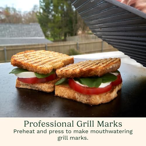 Cuisinart XL Cast Iron Grill Press, 10" x 10" Heavy-Duty Nonstick Smash Burger Steak Press with Wooden Handle, Perfect Grill Accessory Ideal for Grilling, Paninis, and BBQs - Image 5