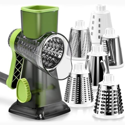 KEOUKE Rotary Cheese Grater, Hand Crank Shredder Slicer, Snow Cone Maker by KEOUKE