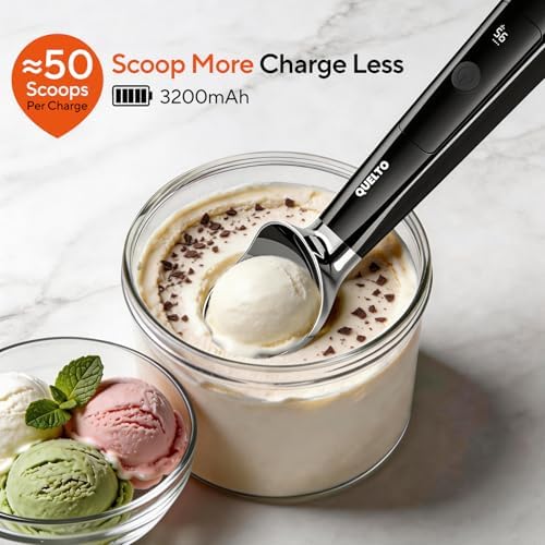 Quetlo Rechargeable Heated Ice Cream Scoop with LED Display 3 Modes Gifts - Image 3