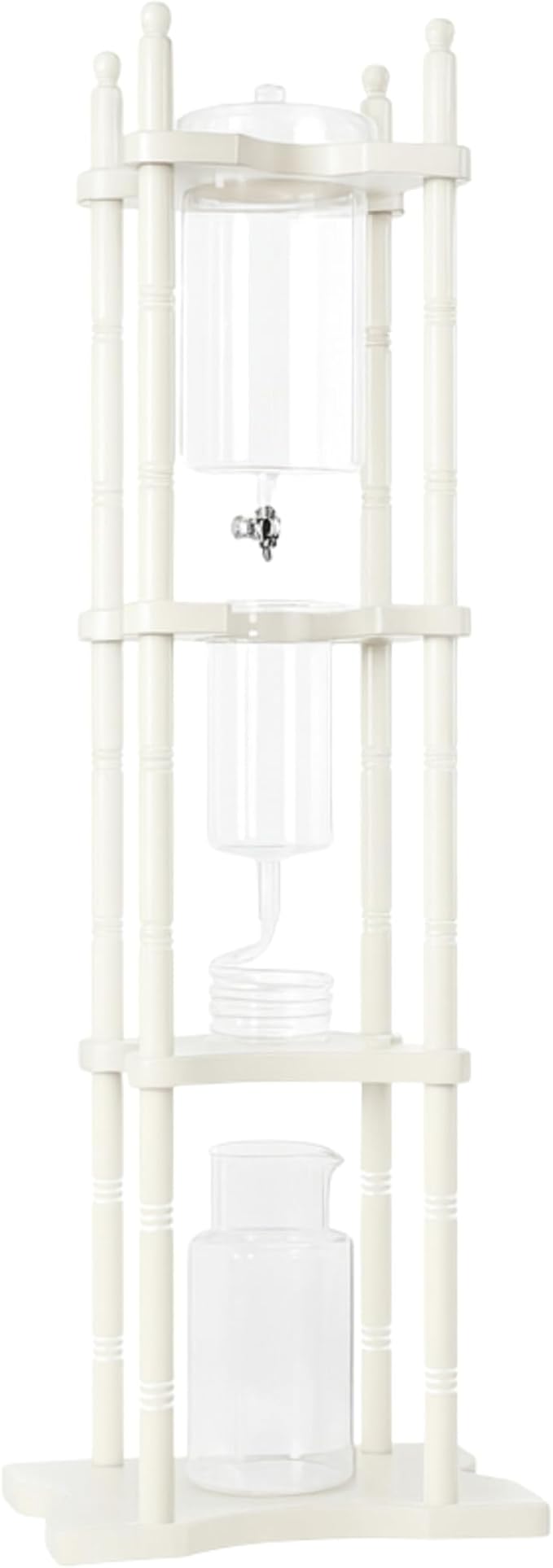 Nispira Cold Brew Drip Tower Iced Coffee Maker Glass Wooden Stand 25 Cups white
