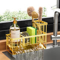 Cisily Gold Kitchen Sink Caddy Organzier with High Brush Holder, Sponge Holder for Sink, 304 Rustproof Stainless, Kitchen Countertop Soap Dispenser Organizer, Home Decor and Accessories by CISILYHOMELIFE