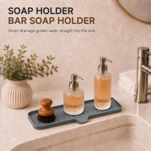 CAKETIME 2 Pack Silicone Soap Dish with Drain Spout for Bathroom Shower Caddy Kitchen Counter Bar Sponge Holder Drying Rack Sink Organizer Essentials Apartment Home Household Must Haves 2026 - Image 5
