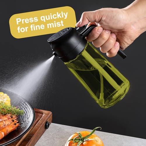 CXINYI - 16oz/470ml Olive Oil Dispenser for Kitchen with Stickers - 2 in 1 Olive Oil Sprayer for Cooking, Air Fryer, and Salad, Black&Green (Light-Proof Kitchen Gadget) - Image 4