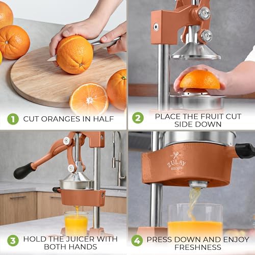 Zulay Kitchen Cast Iron Juicer, Orange Manual Juicer, Citrus Press, Rusted - Image 4