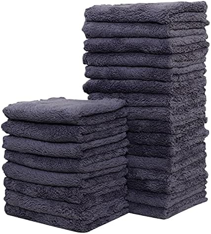 Sunny zzzZZ 24 Pack Kitchen Dishcloths - Does Not Shed Fluff - Reusable Dish Towels, Dish Cloths, Super Absorbent Coral Fleece Cleaning Cloths, Nonstick Oil Washable Fast Drying, 7 x 9 Inch (Grey) by Sunny+zzzZZ