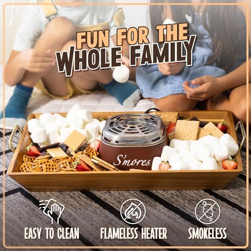 Nostalgia Tabletop Indoor Electric S'mores Maker - Smores Kit With Marshmallow Roasting Sticks and 4 Trays for Graham Crackers, Chocolate, and Marshmallows - Movie Night Supplies - Brown - Image 3
