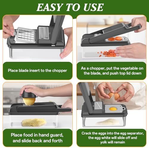 HomeHacks Veggie Chopper Vegetable Cutter, 15 in 1 Kitchen Gadget, Grey - Image 6