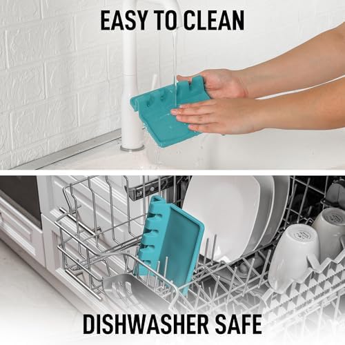 Zulay Kitchen Silicone Utensil Rest with Drip Pad for Multiple Utensils - BPA-Free, Heat-Resistant Spoon Rest & Spoon Holder for Stove Top - Kitchen Utensil Holder for Ladles & Tongs - Aqua Sky - Image 7