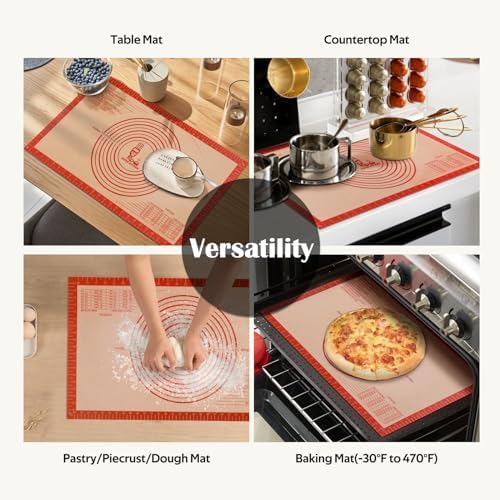 Non-slip Silicone Pastry Mat Extra Large Measurements 16''x 26'' Baking Mat - Image 5