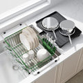 JASIWAY Green Dish Drying Rack in Sink with Drainboard and Utensil Holder by JASIWAY