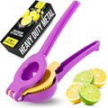 Zulay Kitchen Metal 2-in-1 Lemon Squeezer - Sturdy Max Extraction Hand Juicer Lemon Squeezer Gets Every Last Drop - Easy to Clean Manual Citrus Juicer - Easy-Use Lemon Juicer Squeezer - Purple/Yellow by ZulayKitchen