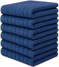 Premium Kitchen Towels 6 Pack 100% Cotton, 20"x28" - Blue Solid by BumbleTowels
