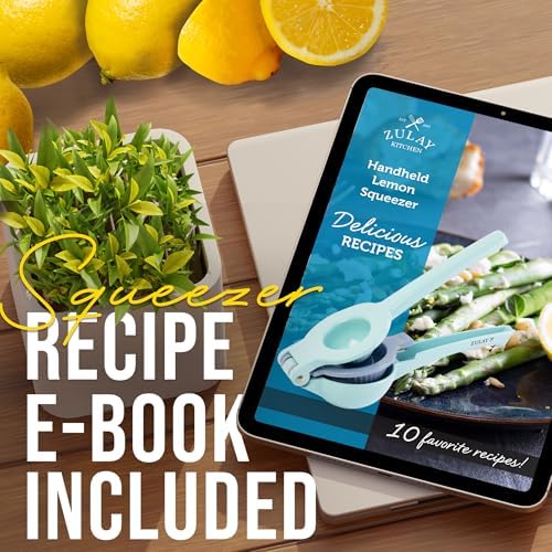 Zulay Kitchen Metal 2-in-1 Lemon Squeezer - Sturdy Max Extraction Hand Juicer Lemon Squeezer Gets Every Last Drop - Easy to Clean Manual Citrus Juicer - Easy-Use Lemon Juicer Squeezer - Blue/Purple - Image 6