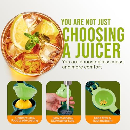 Zulay Kitchen Metal 2-in-1 Lemon Squeezer - Sturdy Max Extraction Hand Juicer Lemon Squeezer Gets Every Last Drop - Easy to Clean Manual Citrus Juicer - Easy-Use Lemon Juicer Squeezer - Green/Lime - Image 4