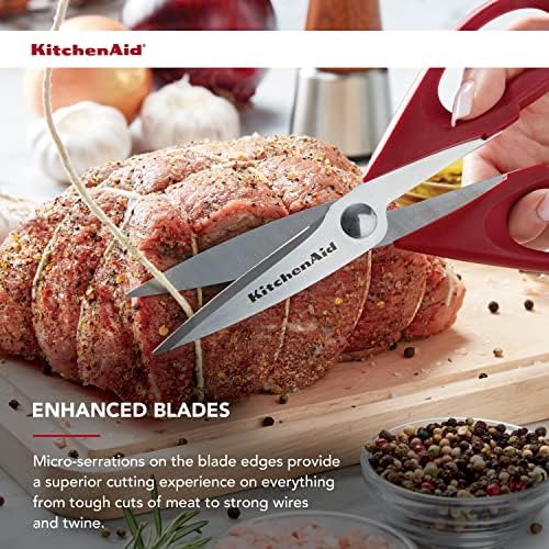 KitchenAid All Purpose Kitchen Shears with Protective Sheath Durable Stainless Steel Scissors,Dishwasher Safe,Soft Grip Comfort Handle,8.72 Inch,Red,(Pack of 2) - Image 4