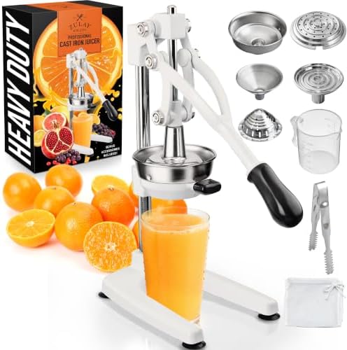 Zulay Kitchen Cast Iron Juicer 9 in 1 Metal Presser, Citrus Squeezer, White by ZulayKitchen