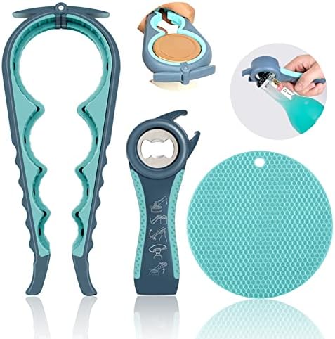 Jar Opener for Weak Hands, Seniors with Arthritis, 5 in 1 Multi Function Bottle Opener Lid Opener for Arthritic Hands with Non Slip Rubber Jar Opener Gripper Pad by HUMANFUN