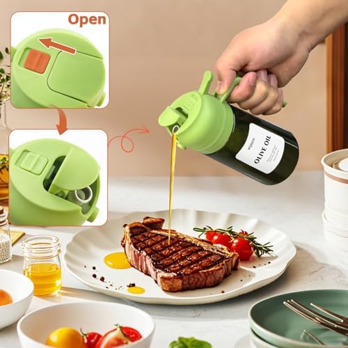 Olive Oil Sprayer for Cooking, 16oz Glass 2 in 1 Oil Dispenser Bottle - Image 5