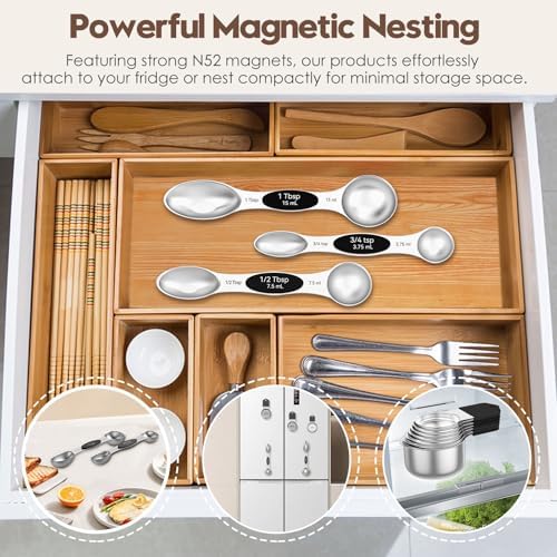 Magnetic Measuring Cups and Spoons Set – 304 Stainless Steel - Image 5