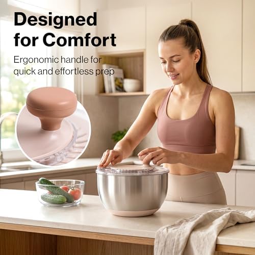 EDELHAUS Salad Spinner Stainless Steel - Lettuce Fruit Vegetable Washer - Image 3