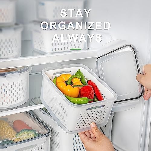 Freshmage Fruit Storage Containers for Fridge with Removable Colander 4 PCS - Image 6