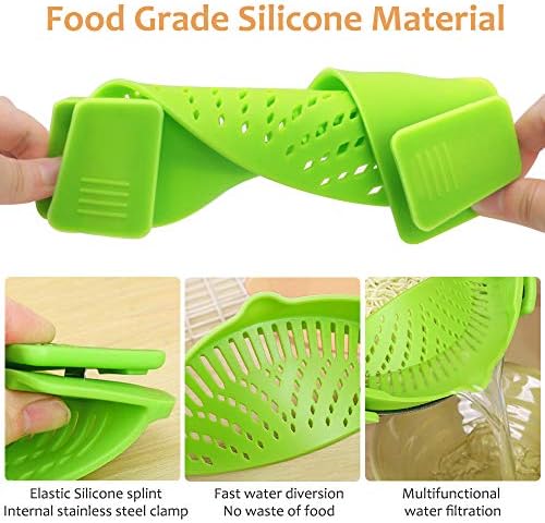 YEVIOR Clip on Strainer for Pots Pan Pasta,Silicone Food Pan Strainer - Image 3