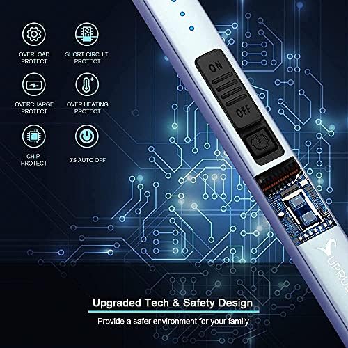 SUPRUS Electric Lighter Arc Windproof Flameless USB Rechargeable Lighter with Safety Lock for Candle BBQ Camping (Blue) - Image 4