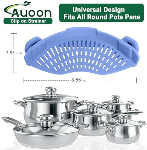 AUOON Clip On Pot Strainer Silicone, Standard 8.86 x 3.55in, Blue Velvet - Image 4