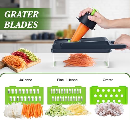 HomeHacks Veggie Chopper Vegetable Cutter, 15 in 1 Kitchen Gadget, Green - Image 3