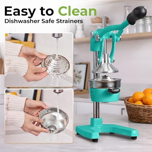Zulay Kitchen Cast Iron Juicer, Orange Manual Juicer, Citrus Press, Teal - Image 5
