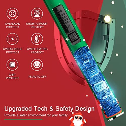 SUPRUS Electric Lighter Arc Windproof Flameless USB Rechargeable Lighter with Safety Lock for Candle BBQ Camping (Christmas Green) - Image 4