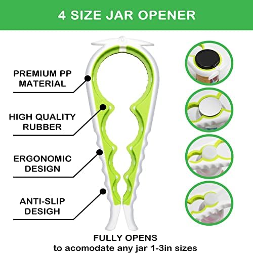 Jar Opener for Weak Hands, Seniors with Arthritis, 5 in 1 Multi Function Bottle Opener Lid Opener For Arthritic Hands with Non Slip Rubber Jar opener Gripper Pad(green) - Image 2