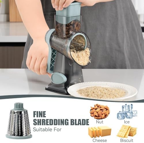 KEOUKE Rotary Cheese Grater, Hand Crank Shredder Slicer, Snow Cone Maker - Image 4