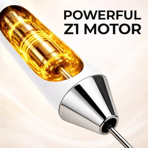 Zulay Kitchen Rechargeable Milk Frother Handheld - Frother Wand, Drink Mixer, Electric Whisk Frother, for Cappuccinos, Matcha & Protein Powder - Ultra Metal 4 Whisk, 1800mAh White - Image 5